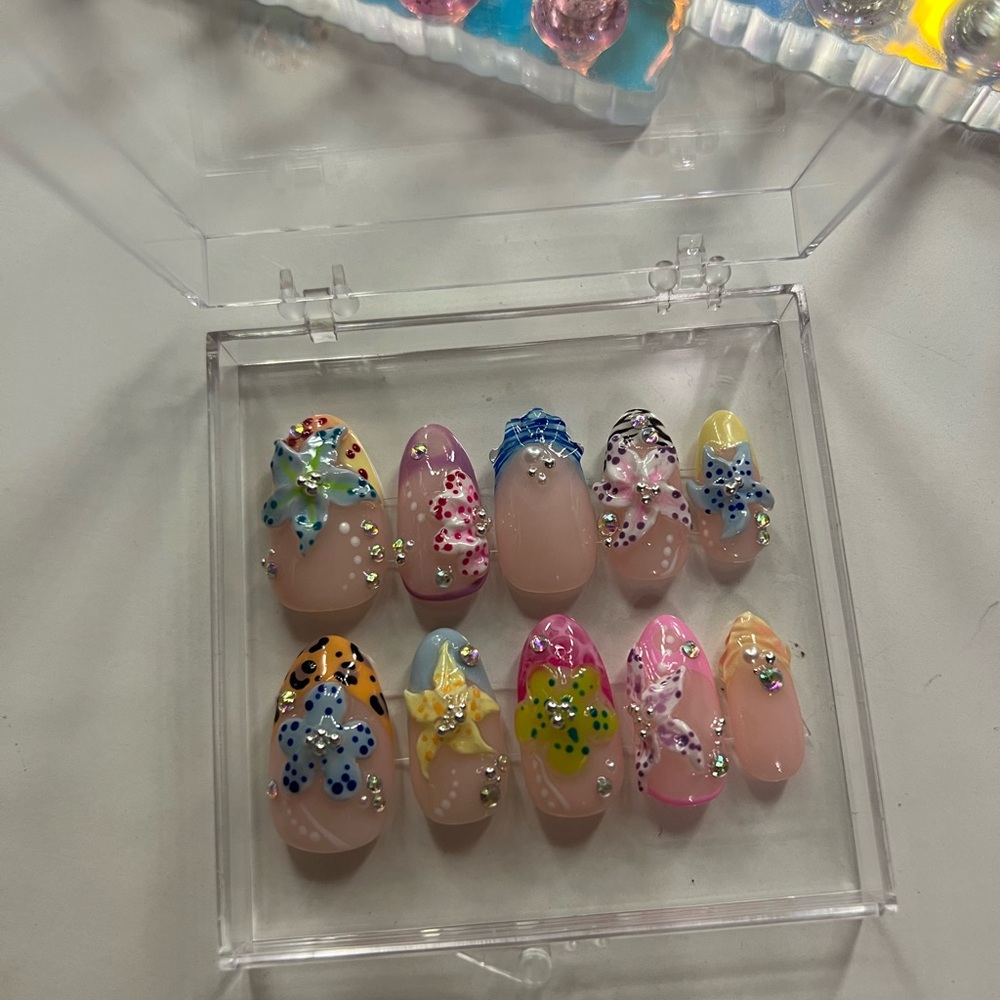Colorful Floral Press-On Nails